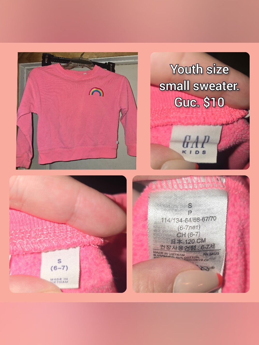 GAP Kids Pink Sweatshirt with Rainbow Patch